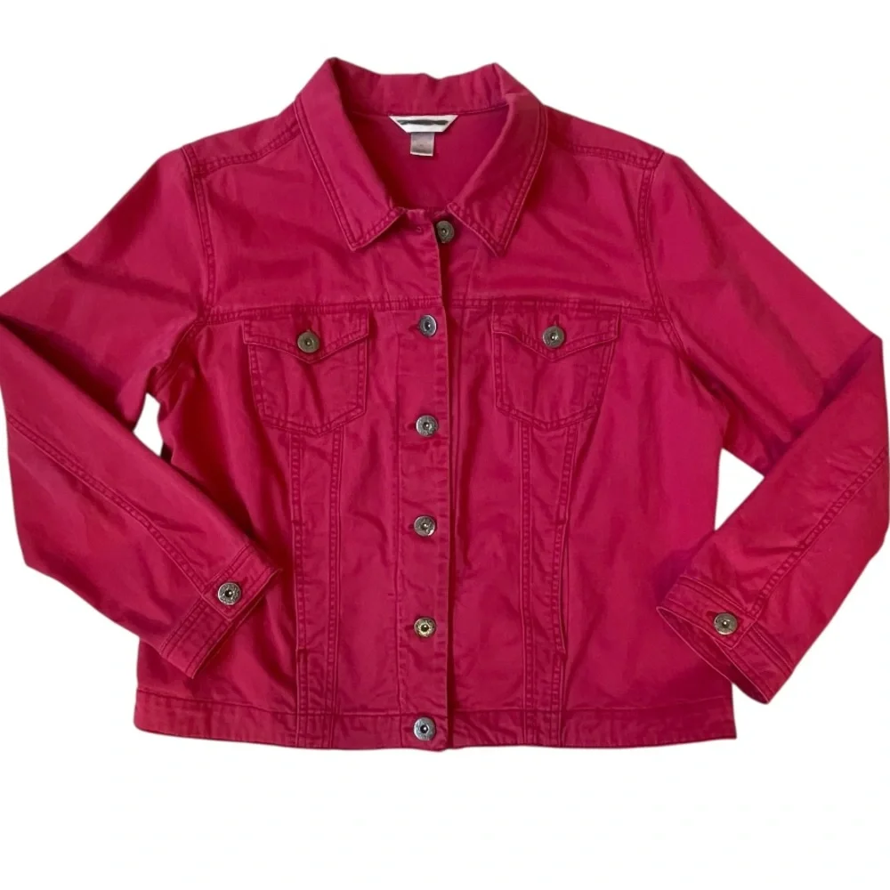 Christopher & Banks Red Denim Jacket Sz XL - Picture 1 of 5